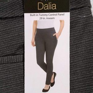 Dalia Women's XXL Ponte Pull On Tummy Control Panel Pants Black Stone NWT